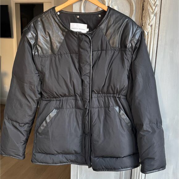 Rebecca Minkoff Puffer Coat MED Women Black Down Mia Coat Removable Hood Sleeves - Picture 2 of 14